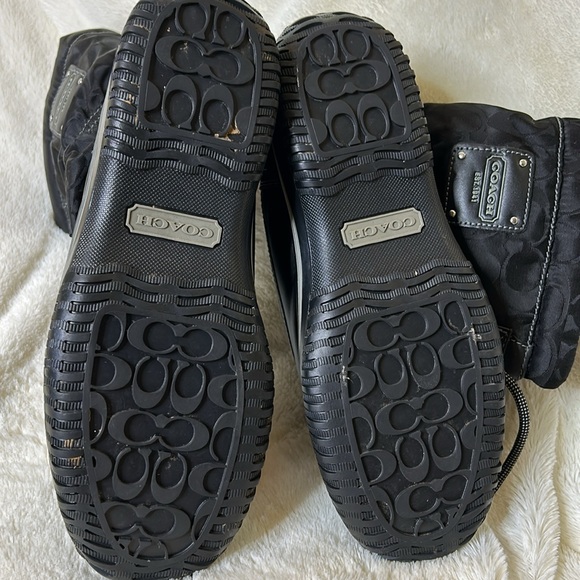 COACH SHAINE SIGNATURE WOMENS BOOTS WINTER RAIN SNOW BLACK LACE UP FLEECE LINED - Picture 10 of 10